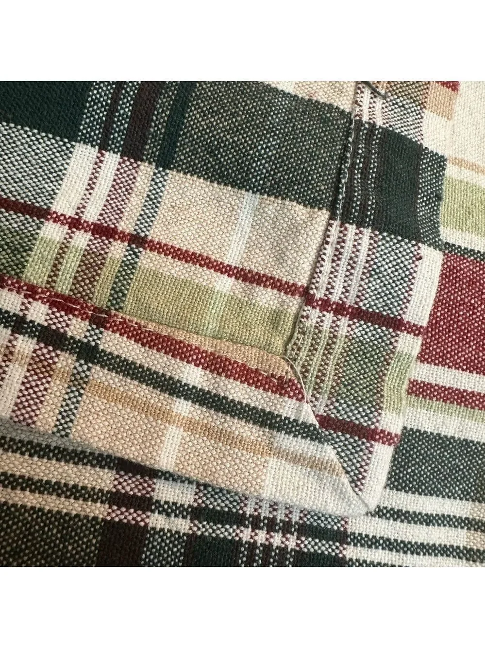 Plaid Patterned Tablecloth in Red, Green, and Cream